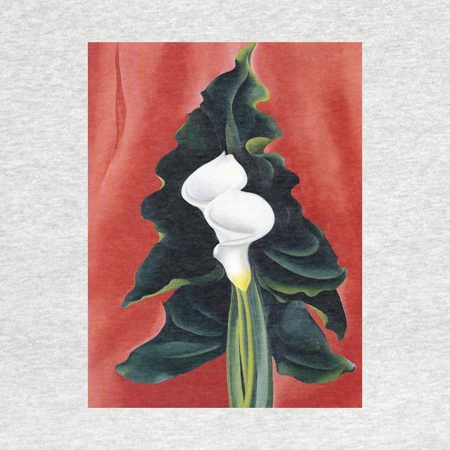 Calla Lilies on Red - georgia okeeffe by QualityArtFirst